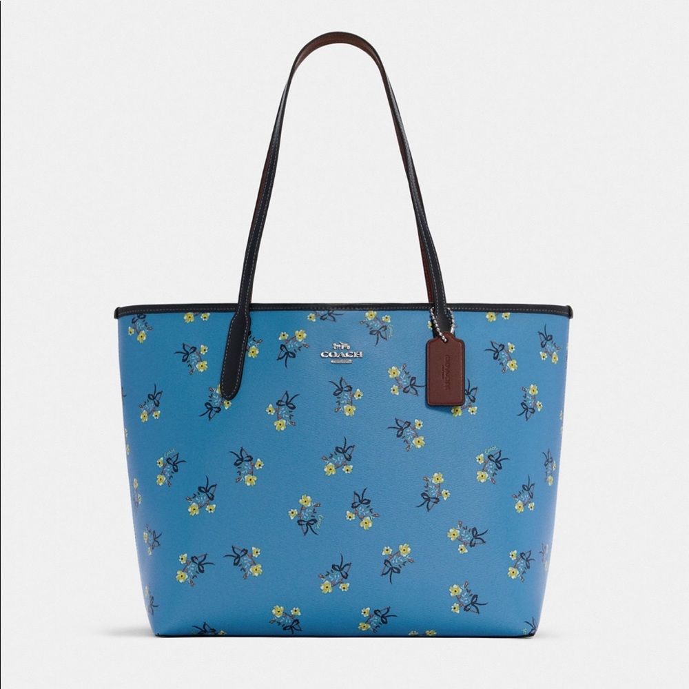 Coach City Tote With Floral Bow Print NWT